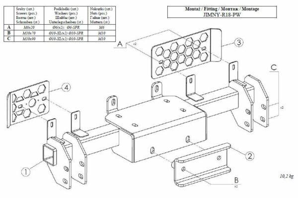 PLATINE TREUIL PC ORIGINE SUZUI JIMNY 2019+